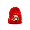 Bolsas de regalo con estampado de dibujos animados navideños al por mayor transfronterizas, bolsas para envolver manzanas en Nochebuena, bolsas de dulces, bolsas de terciopelo rojo