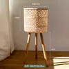 Estante de Flores de Madera Maciza Nórdica y Mimbre, Mesa Lateral para Sofá de Sala de Estar, Estante de Almacenamiento de Bambú de Pie, Soporte para Macetas de Flores de Esquina de Balcón