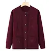 Suéter Cardigan de Vovó para Primavera e Outono, Roupa de Primavera e Outono para Mulheres de Meia-Idade e Idosas, Jaqueta de Tricô de Mãe, Exportação de Comércio Exterior para Idosos Transfronteiriço