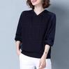 Sudadera con Capucha Falsa de Dos Piezas Otoño 2025 Nueva Moda Femenina Elegante Reductora de Edad Adelgazante Patchwork Punto Superior