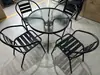 Conjunto de Mesa e Cadeiras de Jardim Mojia, Conjunto de Cinco Peças de Cadeira de Rattan, Cadeira de Lazer para Terraço, Mesa e Cadeiras de Jardim de Ferro para Varanda Externa