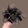 Goma para el pelo de lunares en blanco y negro estilo retro coreano, diadema de malla de alta gama, nuevo lazo para el pelo, diadema para niñas