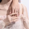 Anillo de pareja de plata de ley 925 con diseño de nicho de castaña de agua para hombres y mujeres, anillo de circón de lujo ligero, anillo entrelazado Tanabata ins