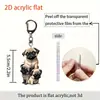 [Plano 2D] [Plano 2D] Llavero Individual de Acrílico 2D - Impermeable, Diseño Lindo de Cachorro, Bolsa