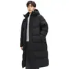 Chamarra de plumón estilo Li para hombre y mujer, Invierno, plumón de pato, hasta la rodilla, cálida, a prueba de viento, con capucha, abrigo deportivo