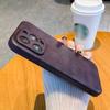 Funda de Teléfono de Cuero Retro de Negocios Adecuada para iPhone 17 16Pro Agujero Redondo Sin Etiqueta Cuero 13/12 Creativa Anti-Caída