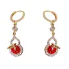 Pendientes de Calabaza con Lazo y Borla de Diamantes Completos, Moda de Lujo Ligero, Versátiles, de Gama Alta, Personalidad Exquisita, Hebilla de Oreja Simple, Venta al por Mayor