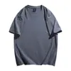 En Stock Al Por Mayor Camiseta de Manga Corta para Hombre de Algodón Puro Pesado de 230g, Algodón de Fibra Larga, Estilo Hombro Caído, Top de Manga Corta de Moda