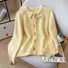 Suéter Morado de Manga Larga Otoño/Invierno 2026 para Mujer, Cárdigan de Punto Holgado para Superponer, Ropa Exterior con Botones, Blusa Suave con Lazo