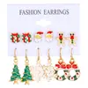 Pendientes de Navidad Europeos y Americanos Traje Combinación Estilo Ins Diseño Creativo Muñeco de Nieve Copo de Nieve Alce Árbol de Navidad Pendientes Pendientes