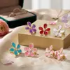 Pendientes de Acero Inoxidable con Flor Pequeña Personalizada Transfronterizos Europeos y Americanos, Goteo de Aceite, Puntos Dorados de Flores de Verano, Lindos Accesorios de Pendientes de Lujo Ligero, Regalo