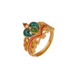 Anel Coroa de Temperamento com Veado Prata S925 Prata Esterlina Banhado a Ouro Cloisonné Jaspe Hetian Xiangyun Ruyi Anel Feminino