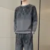Sudadera Nueva para Hombre de Primavera y Otoño Casual Versátil Juvenil Elegante Jacquard Pulóver Cuello Redondo Manga Larga Sudadera Deportiva para Hombre