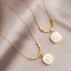 Collar de Concha Blanca Oro Roto de Alta Gama con Cara Sonriente para Mujer, Diseño de Nicho de Lujo Accesible, Accesorios de Cadena Clavicular para Ropa de Trabajo Moderna y Versátil