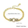 Pulsera Transfronteriza de Cobre Nuevo Hip-hop Microincrustada con Circonita para Hombres y Mujeres Recubrimiento de Oro Real Estilo Punk Exagerado Cadena Doble de Cabeza de Leopardo