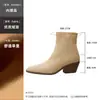 Botas de Cano Curto Elegantes com Salto Alto e Bico Fino Francês 9cm de Elevação Femininas 2026 Outono/Inverno Novo Estilo Britânico Versátil para o Trabalho Emagrecimento