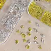 Nueva Caja Grande de 12 Compartimentos para Uñas con Remaches, Lentejuelas Metálicas, Set de Decoración Mixta Irregular para Uñas DIY
