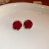 Aretes de Borla Aguja de Plata Roja de Año Nuevo Aretes de Sentido de Alta Gama para el Festival de Año Nuevo Aretes Nuevos Vintage Nicho Joker Venta al por Mayor