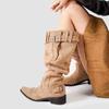 Botas de Tacón Alto con Punta Nueva Hechas a Medida de Fábrica Botas Vaqueras Occidentales Retro Botas Largas de Tacón Grueso Botas para Mujer