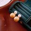 Pendientes Geométricos Retro y Compactos de Dos Formas de Llevar con Perlas de Imitación, Chapados en Oro, Pendientes de Estilo Nicho de Alta Gama para Mujer