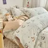 Juego de ropa de cama de cuatro piezas de algodón puro estilo nórdico, juego de tres piezas de sábana de algodón 100% a rayas, funda de edredón, sábana bajera, sábana de cama