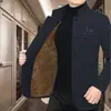 Chaqueta de Lana y Terciopelo Gruesa de Gama Alta para Otoño e Invierno, Chaqueta Casual Versátil Nueva para Hombre con Cuello Alto, Abrigo de Lana