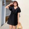 Atacado maiô de fonte termal feminino peça única saia cobertura de carne preto ângulo reto slim plus size M garota gorda 200kg maiô atacado