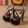 Tacones Amazon Transfronterizo Aliexpress Tubo de Acero Desfile de Moda Huidong Plataforma Impermeable Impresionantes Tacones Altos Sandalias de Tacón Alto