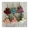 11 flores de peonía artificiales con forma de tenedor para bodas, mesas, fondo principal, adornos de seda para sala de estar y dormitorio.