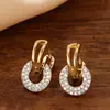 Pendientes Redondos de Cobre Blanco de Alto Gama Estilo Coreano Nuevo Transfronterizos para Mujer, Completamente Incrustados de Diamantes, Pendientes Simples y Únicos, Venta al por Mayor