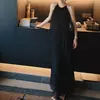 Vestido Camisola Negro de Gasa Patchwork Plisado Estilo Verano Elegante Grosella Negra Fiesta Nocturna Sexy Estilo Hada