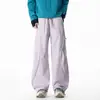 Pantalones de trabajo casuales de verano estilo americano con patchwork para hombre, nuevo modelo 2026, pantalones de pierna ancha, pantalones largos sueltos de corte recto y transpirables