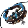 Punk nueva pulsera pulsera de cuero con cuentas pequeño colgante de palma pulsera de piel de vaca pulsera de Yiwu al por mayor