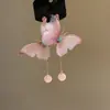 Sueño de Mariposa Flor de Cerezo Escarlata~Aretes Borla de Mariposa Tachonados con Diamantes de Aguja Plateada, Aretes de Estilo Pastoral Frescos y Elegantes, Accesorios de Oreja de Nicho de Lujo Ligero
