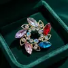Broche Corona de Strass Ojo de Caballo Colorido Retro Aleación Incrustado Strass de Color Pin Redondo Traje Abrigo Vestido Broche de Solapa Fábrica