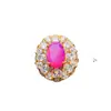 Anillo de Ópalo Rosa Natural Popular al por Mayor de Fábrica Plata S925 Incrustado Piedra Principal 6*9 Joyería de Lujo Venta Directa de Fábrica
