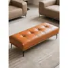 Banqueta de sofá minimalista italiana banqueta para trocar de sapato hall de entrada banqueta longa de couro banqueta de apoio ao lado da cama