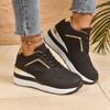Zapatillas Deportivas Casuales de Encaje de Nuevo Tamaño Grande de Comercio Exterior para Mujer 2025 Otoño Tacón de Cuña Suela Gruesa Caña Baja Zapatos de Combinación de Colores