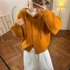 2025 Nuevo Suéter de Mujer Otoño Invierno Sudadera con Capucha Estilo Coreano Versátil Elegante Holgado Suave Color Sólido Cárdigan Chaqueta