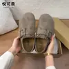 Sandálias Birkenstock originais de couro, com sola grossa, que aumentam a altura, de uso bidirecional, para mulheres, outono de 2026, novos mocassins versáteis, sem cadarço, com sola macia