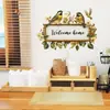 Letrero de Bienvenida con Flor Pintada y Colibrí Fun-F958 Decoración para Sala de Estar Puerta de Casa Pegatina Embellecedora Venta al por Mayor Autoadhesivo