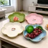 Prato de plástico para frutas doméstico com borda dourada, para escritório, sala de estar, mesa de centro, prato para frutas, lanches, frutas, atacado