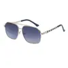 [Personalizado] Gafas de Sol Retro de Doble Puente para Hombre, Montura Cuadrada de Metal, Gafas de Sol con Protección Solar para Conducir, Lentes de Sol de Gama Alta