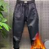 Chegada Nova Primavera 2025 Calça Casual com Forro de Lã Moda Masculina Bonita Solta Calça Harlan Leggings Versátil Coreana