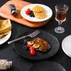 Prato de bife padrão pedra criativo prato de massa redondo prato de comida ocidental prato de salada prato de frutas doméstico plástico PP de grau alimentício