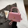 Bolsa de Mão Simples com Fecho de Cor Contrastante da Moda Feminina 2025 Nova Primavera Textura Popular Bolsa Pequena Quadrada Bolsa Transversal de Ombro Único