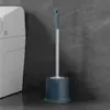 Escova de vaso sanitário para uso doméstico, sem cantos cegos, conjunto de limpeza de banheiro com base, cabo longo, adequado para vasos sanitários de agachar, montado na parede