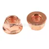 Porca de Flange com Trava de Aço Carbono Banho de Cobre M8*1.25 Adequada para Tubo de Escape de Carro BMW Série 3 E30 Parafuso Sextavado