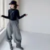 Conjunto de Roupa Primavera e Outono para Meninas 2026 Estilo Coreano Casual para Meninas Mais Velhas com Calça de Malha com Punho Canelado e Xale