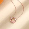 2023 Novo Colar Corrente com Anel de Espiga de Trigo Feminino Estilo Ins Celebridade da Internet Diamante Rosa Ouro Rosa Corrente para Clavícula Presente